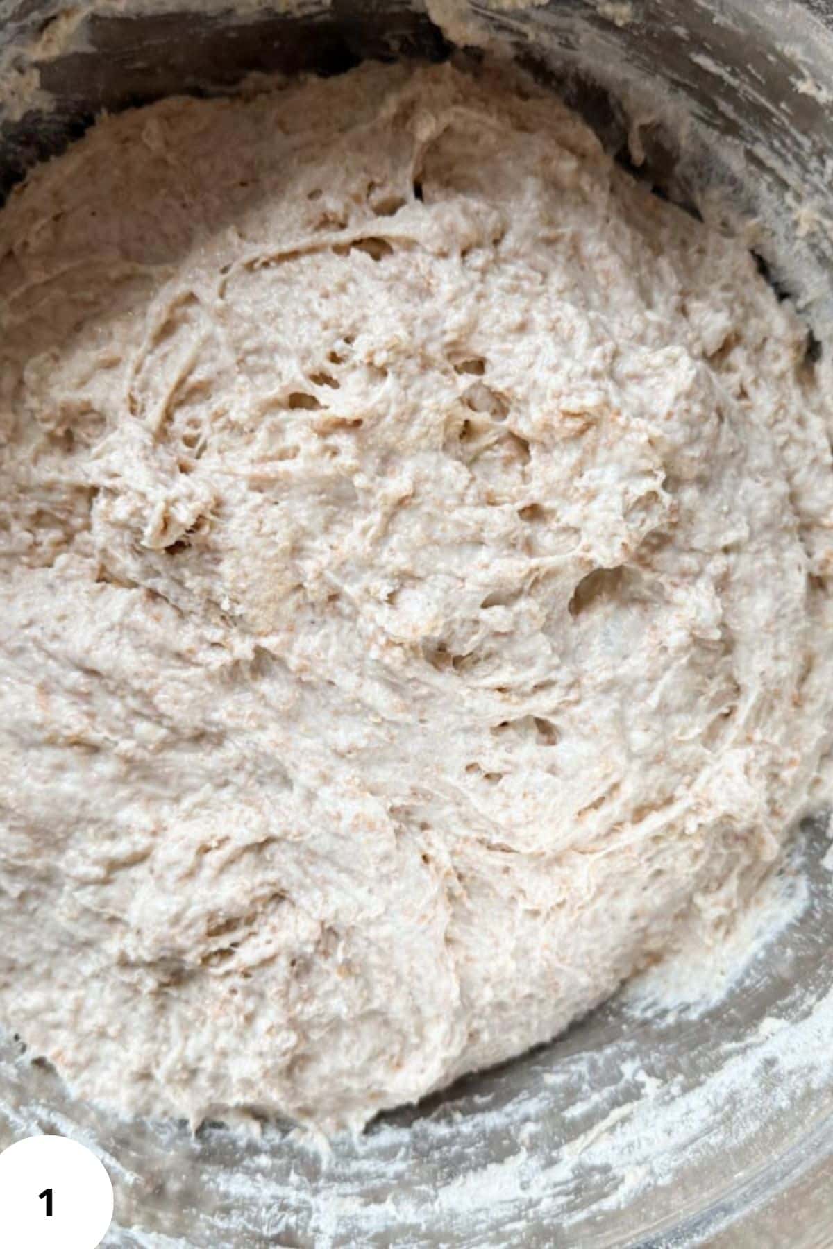 Healthy whole grain dough made with freshly milled grains for baking recipes.