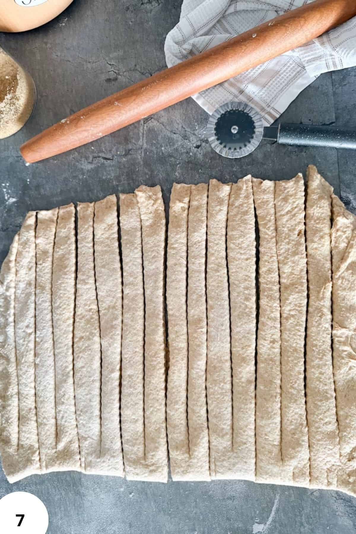 Hand-cut homemade dough for fresh bakery baking and cooking.