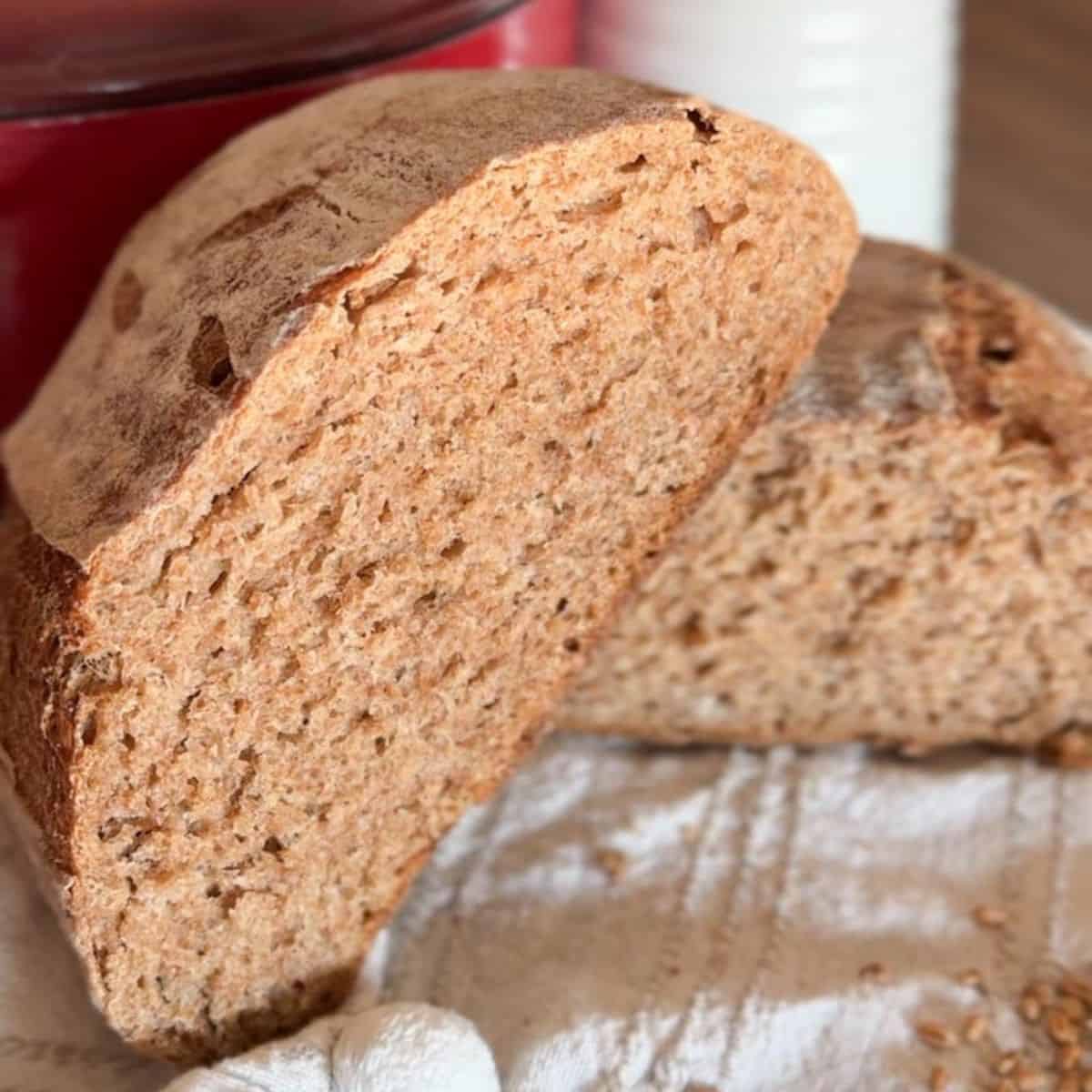 Artisan whole grain bread made with fresh milled flour. Perfect for healthy baking and nutritious recipes.
