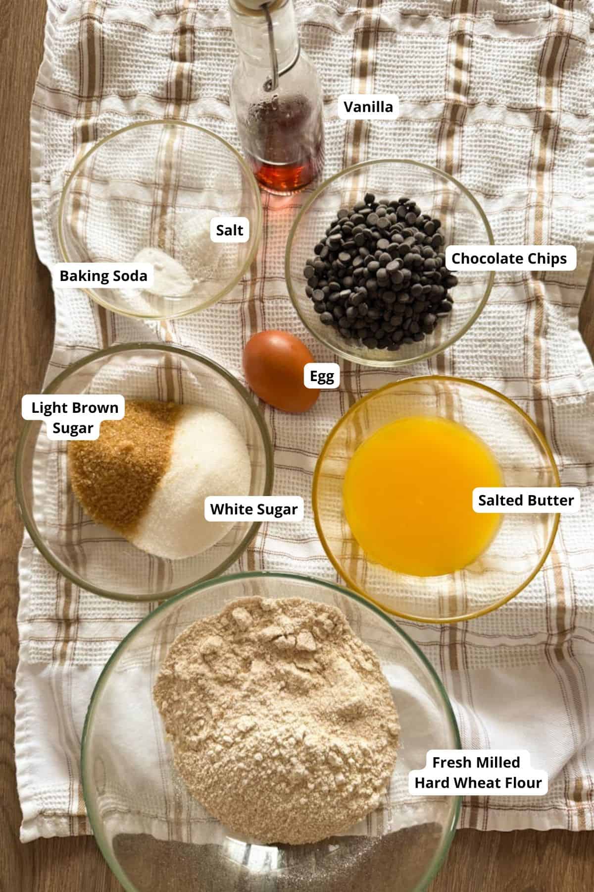 Natural ingredients for baking recipes.