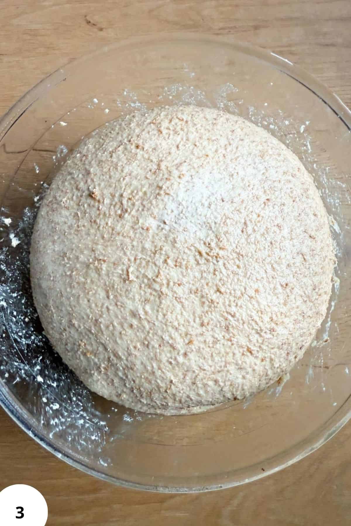 Natural whole grain flour dough prepared for baking or recipes.