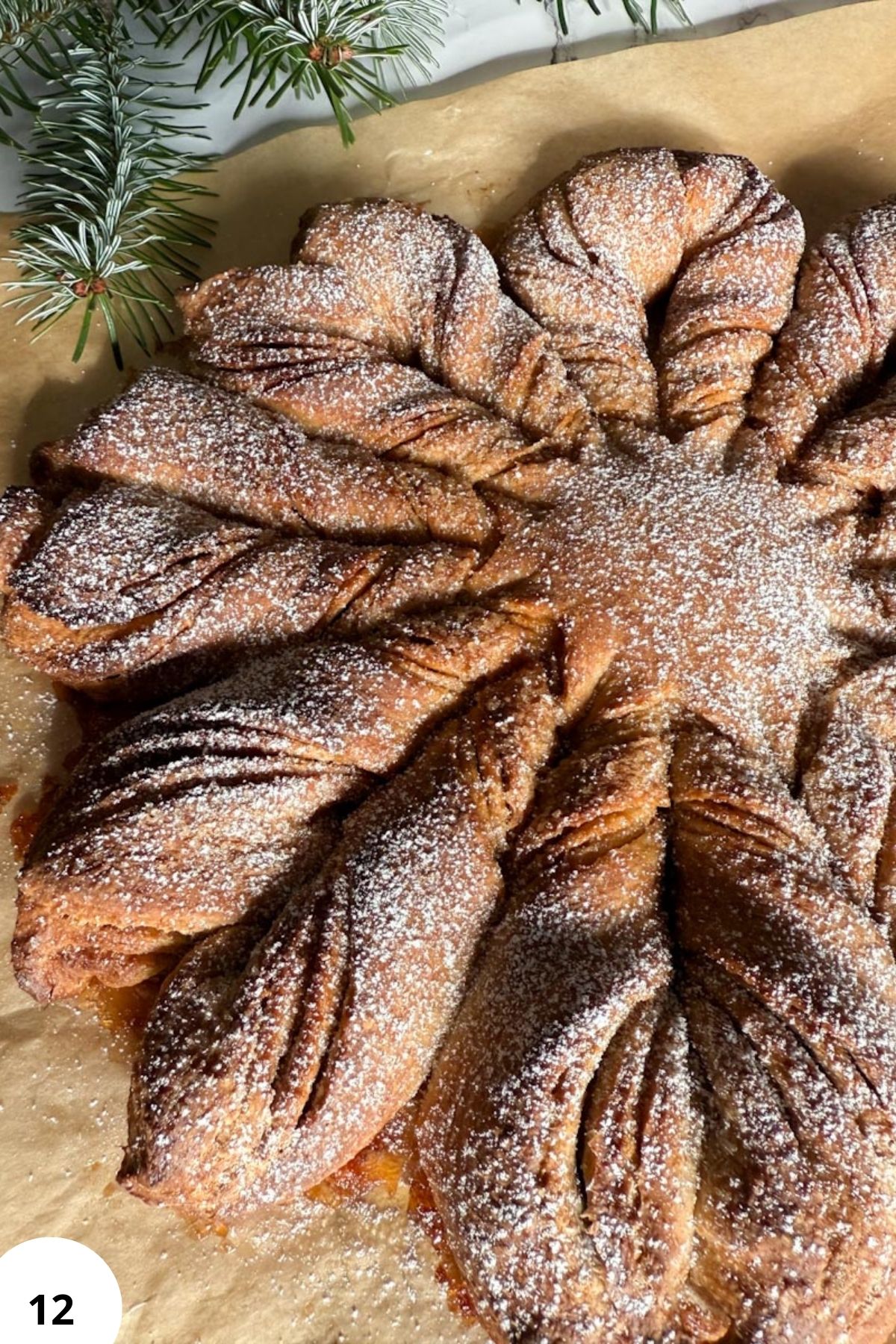 Delicious, rustic baked pastry dusted with powdered sugar, perfect for breakfast or snacks.
