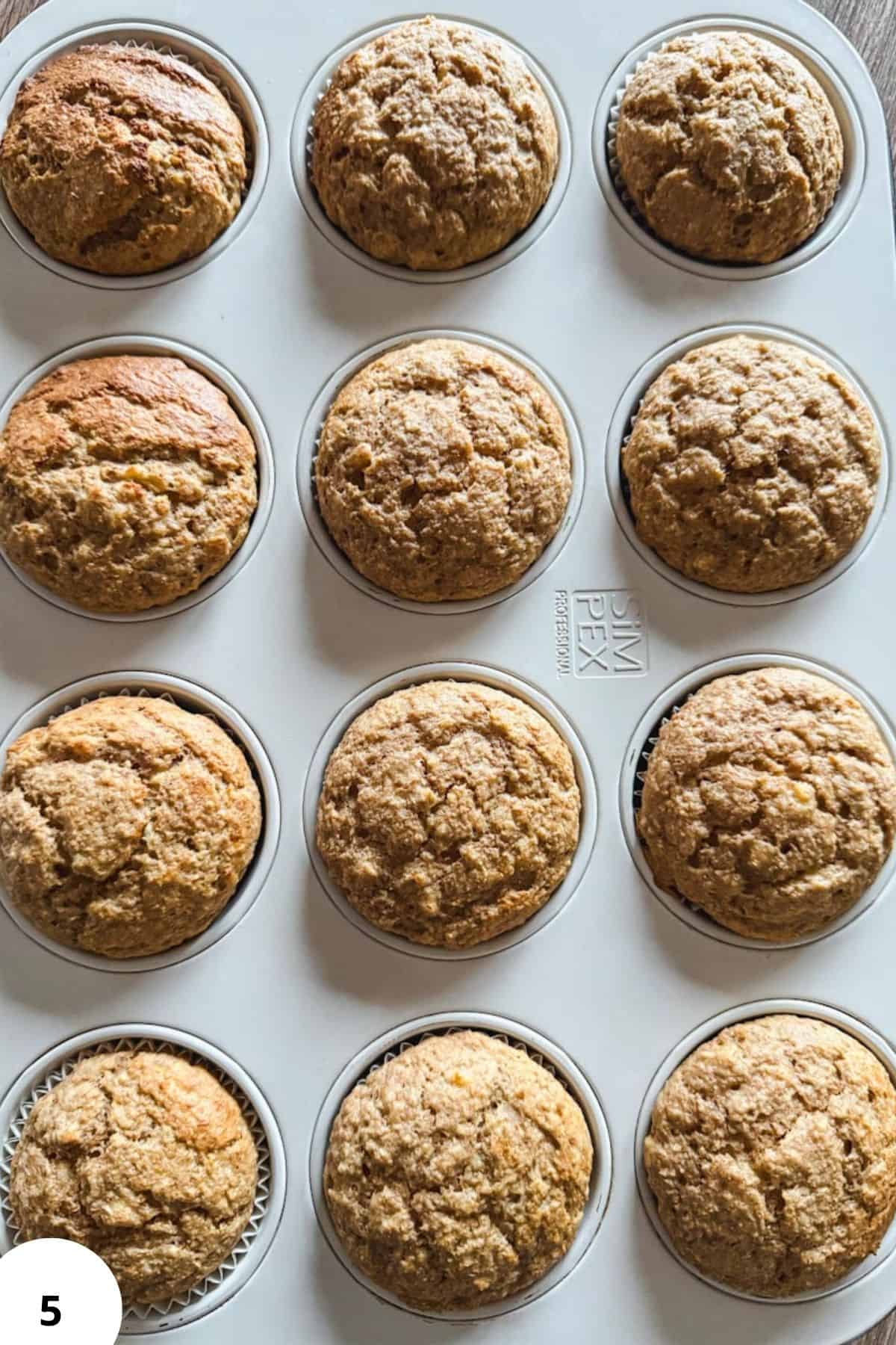 Delicious homemade banana muffins made with fresh milled flour and applesauce, perfect for healthy b.