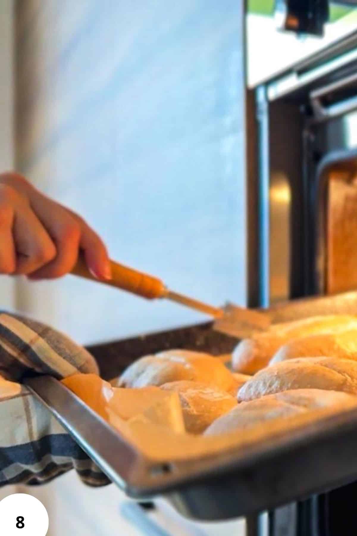 Freshly baked spelt sourdough bread rolls from freshly milled spelt flour. Perfect for healthy, home.