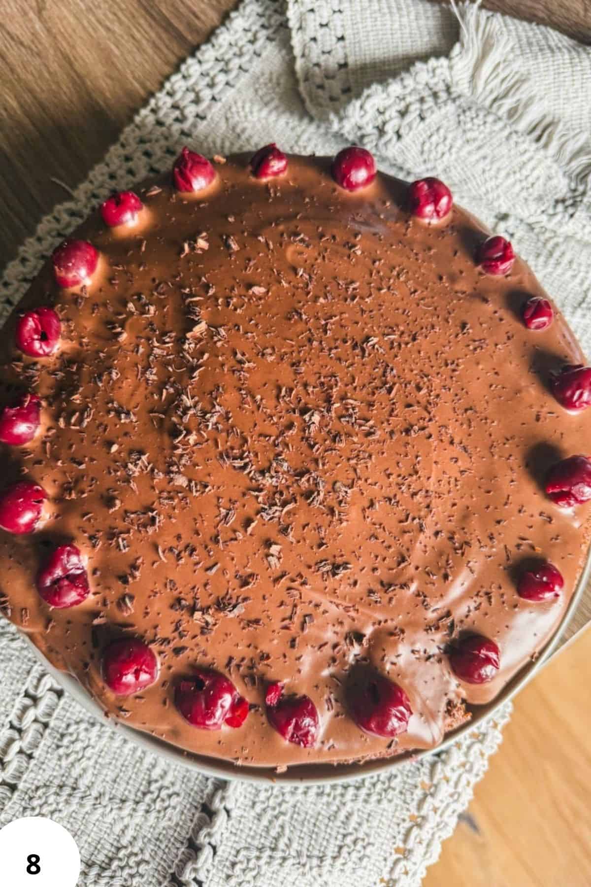 Delicious cherry chocolate cake made with fresh-milled flour, perfect for dessert lovers and baking.