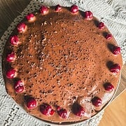 Delicious sour cherry chocolate cake made with fresh-milled flour, perfect for dessert lovers.