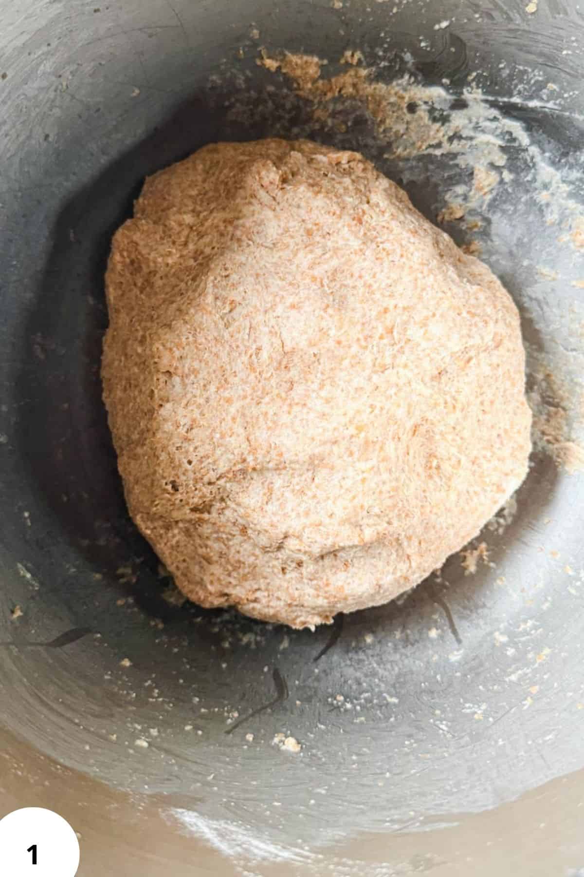 Fresh milled flour dough for sourdough pizza rolls, soft and cheesy, made with whole grain flour.