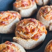 Delicious sourdough pizza rolls made with fresh milled flour, soft and cheesy, perfect for snack or.