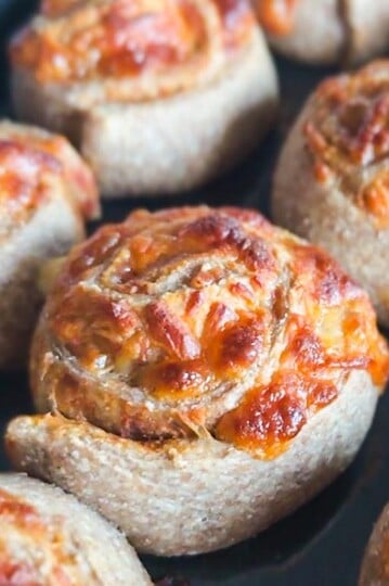 Delicious sourdough pizza rolls made with fresh milled flour, soft and cheesy, perfect for snack or.