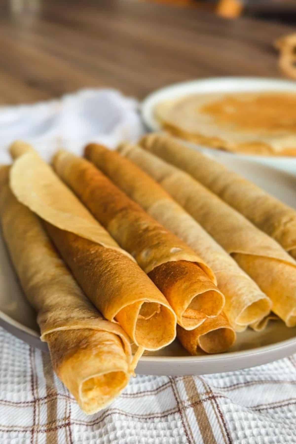 Palatschinken with fresh milled flour, Central European crepes served with sweet toppings.