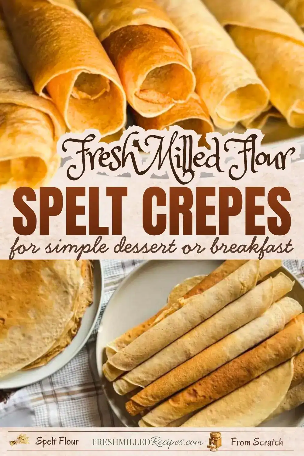 Freshly made spelt crepes on a plate, perfect for breakfast or dessert.