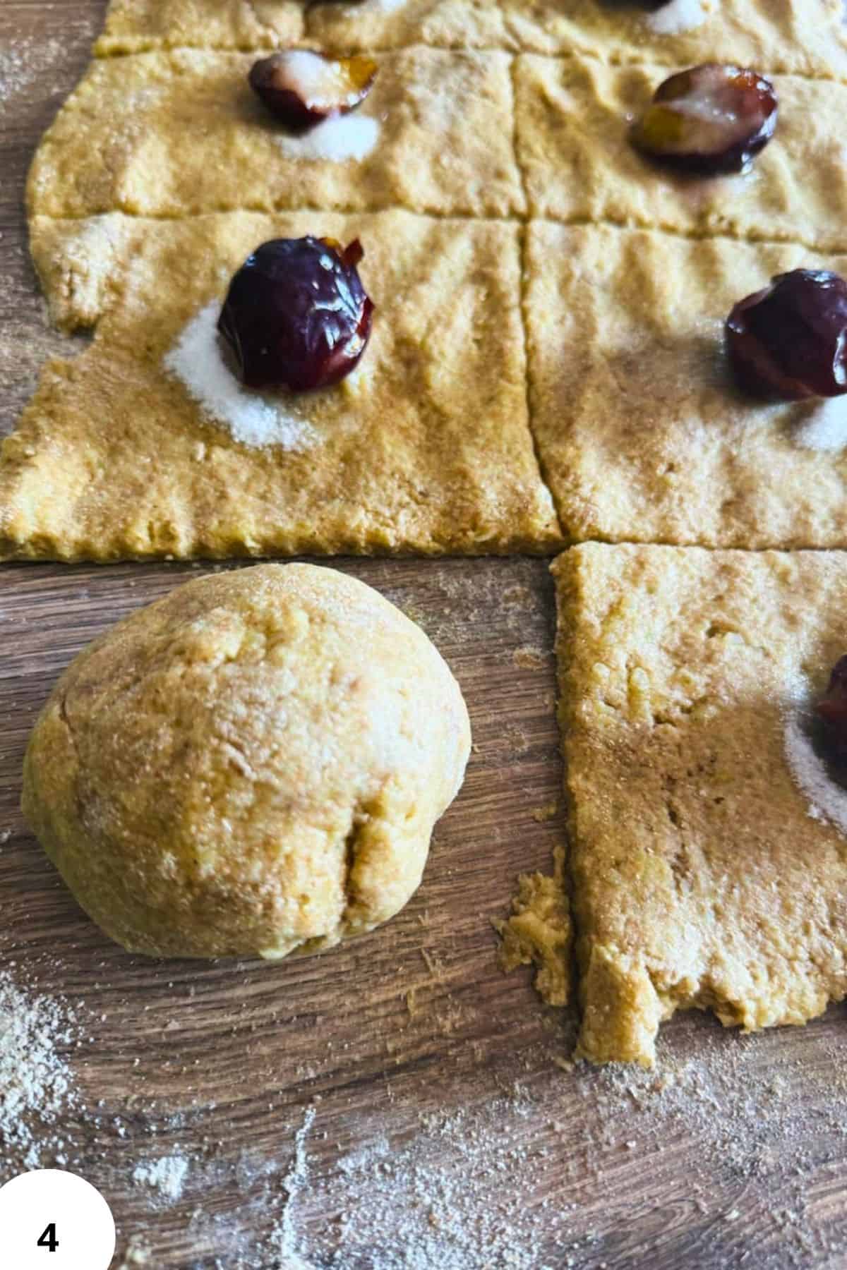 Freshly baked cookie dough with cherries, ready for baking or snacking.