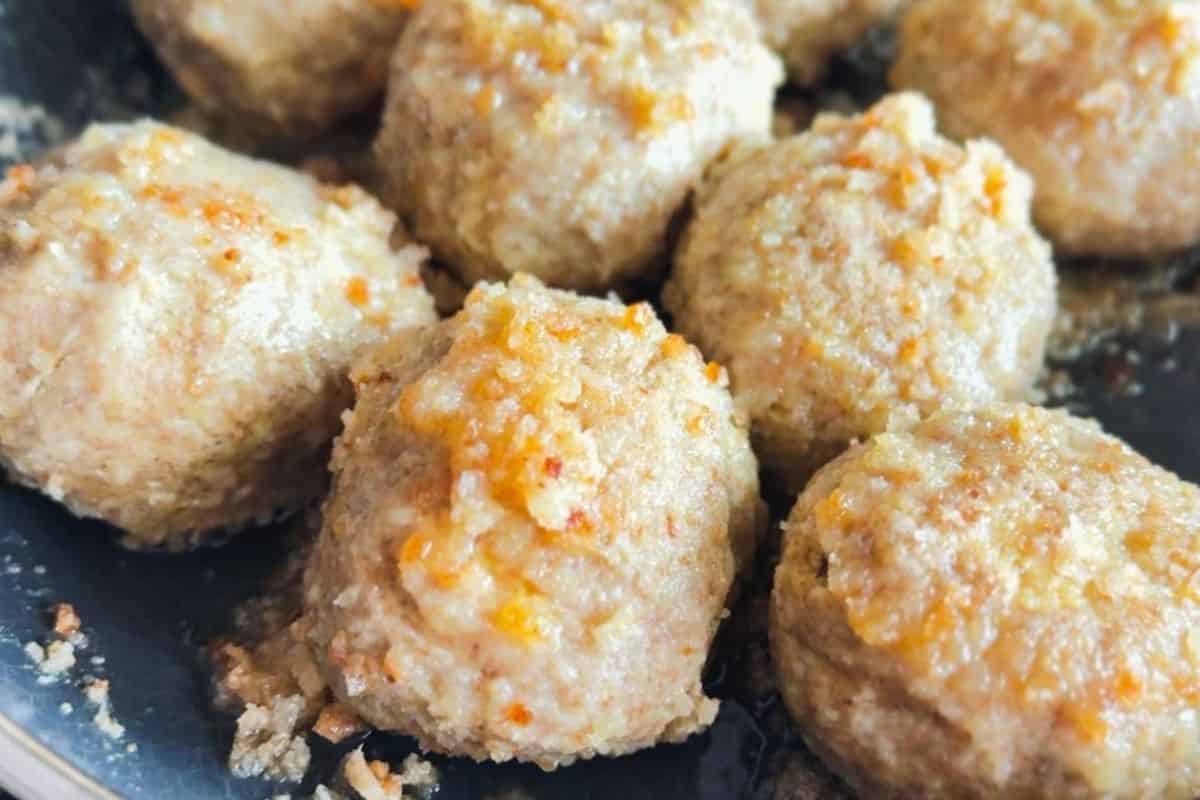 Homemade breaded cheese balls made with fresh milled ingredients and crispy coating.