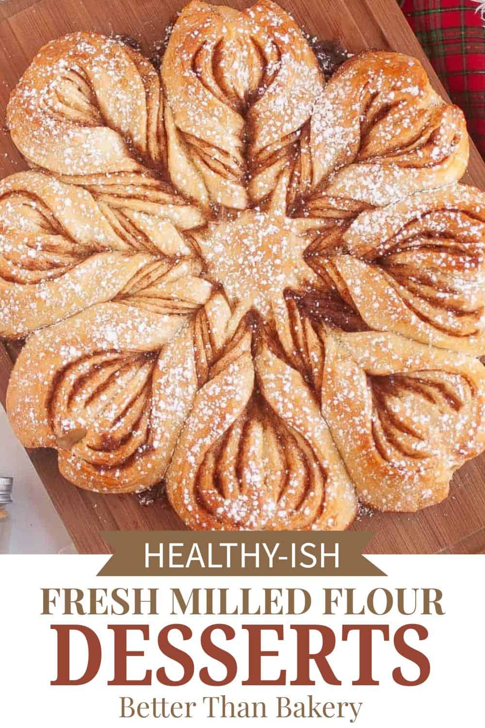 Delicious fresh milled flour desserts arranged in a circular pattern, showcasing healthy baking opti.