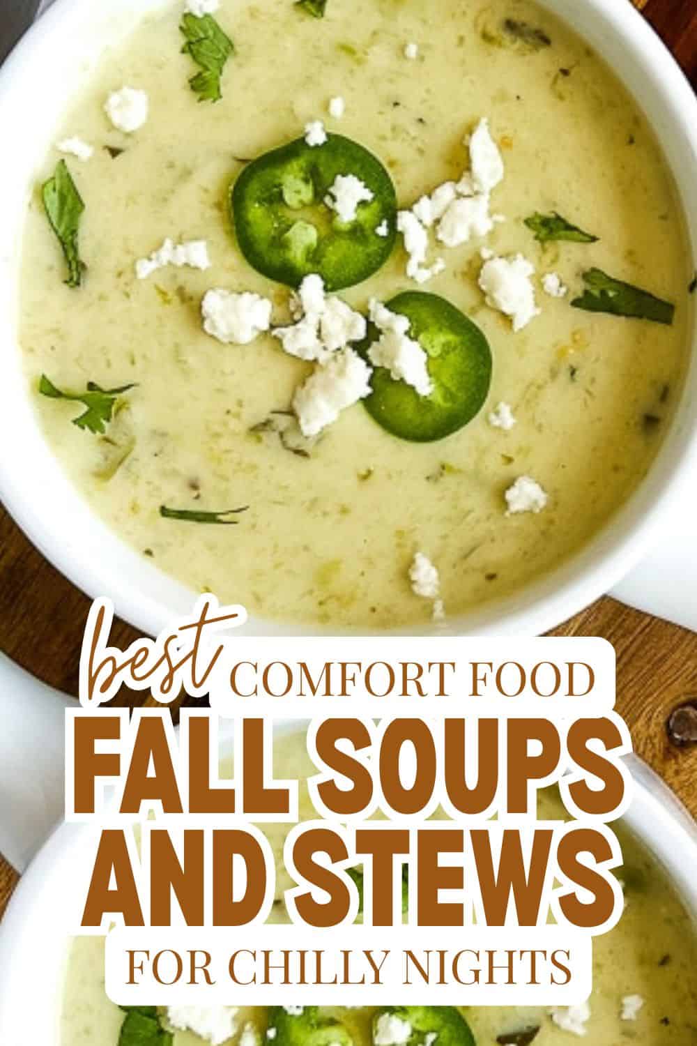 Creamy fall soups with jalapenos and herbs, perfect for chilly nights.