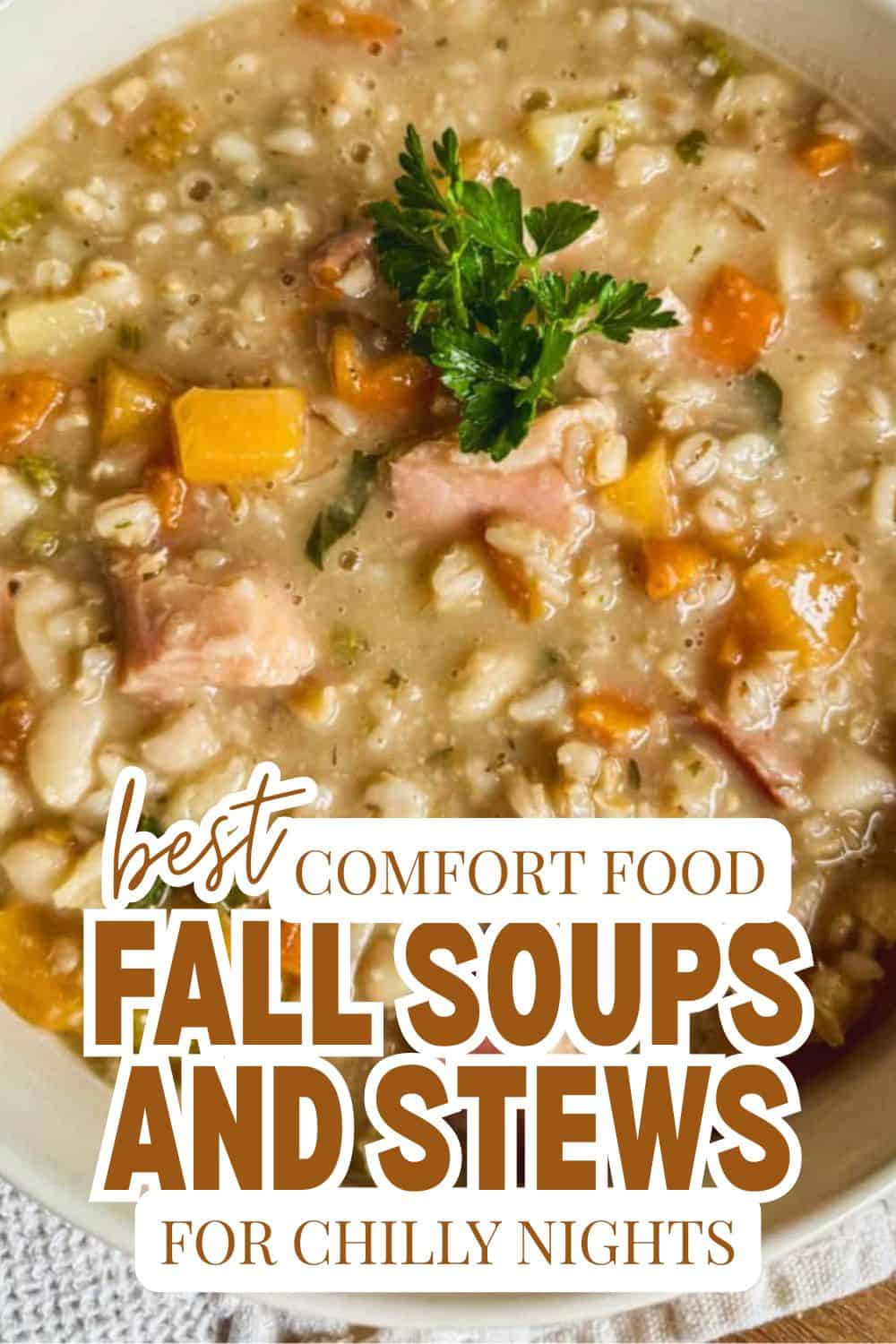 Hearty fall soup with vegetables and herbs, perfect for chilly nights.